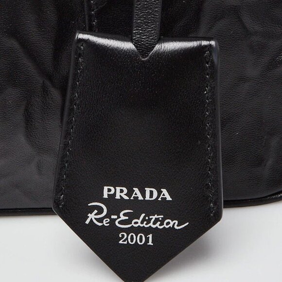 Prada Black Antique Nappa Leather Top Handle Bag 1BB092 - Picture 8 of 12